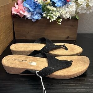 Comfort Plus by Predictions NWT black and tan sandals size 9.5